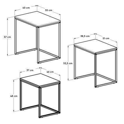 KIT 3x Soffbord svart