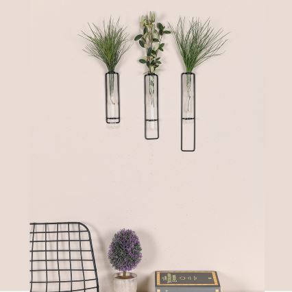 KIT 3x Väggdekoration för blommor 20/25/30 cm svart