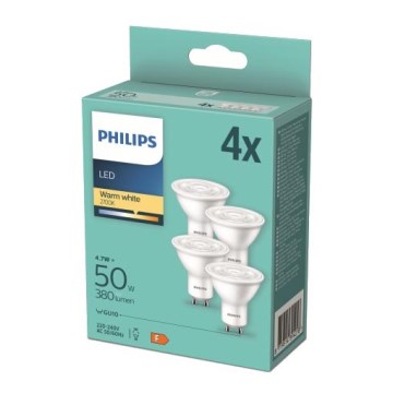 KIT 4x LED glödlampa Philips GU10/4,7W/230V 2700K