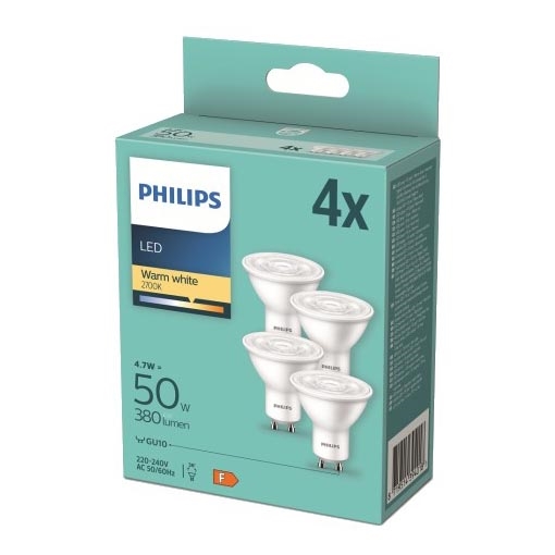 KIT 4x LED glödlampa Philips GU10/4,7W/230V 2700K