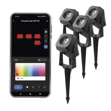 KIT 4x LED RGBIC Ljusreglerad utomhus lampa LED/7W/230V 3000-6500K IP65 Wi-Fi Tuya