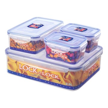 KIT 4x Matlåda LOCK 0,47/1/3,9 l blå/genomskinlig