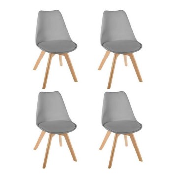 KIT 4x Matstol BAYA bok/ljusgrå