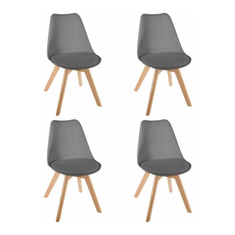 KIT 4x Matstol BAYA bok/mörk