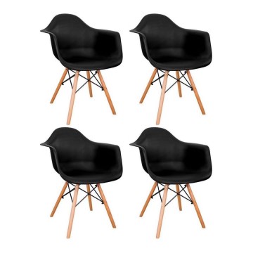 KIT 4x Matstol NEREA 81x61 cm svart/bok