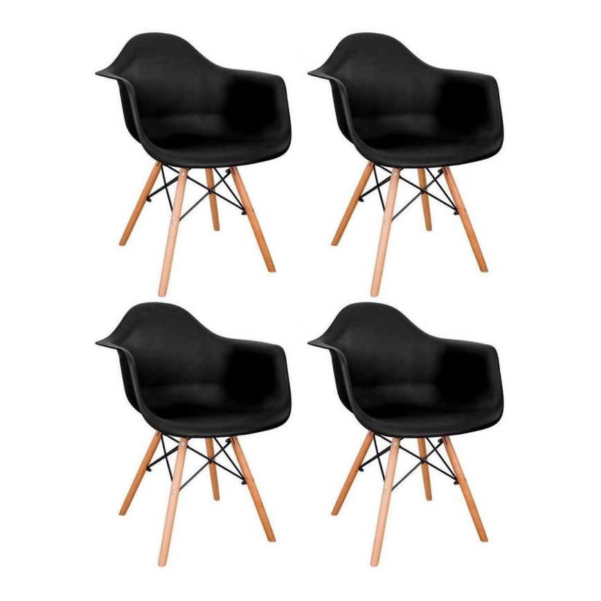 KIT 4x Matstol NEREA 81x61 cm svart/bok
