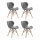 KIT 4x Matstol TRIGO 74x48 cm ljusgrå/bok