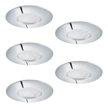 KIT 5x LED Dimbar infälld belysning 1xLED/4,5W/230V skinande krom