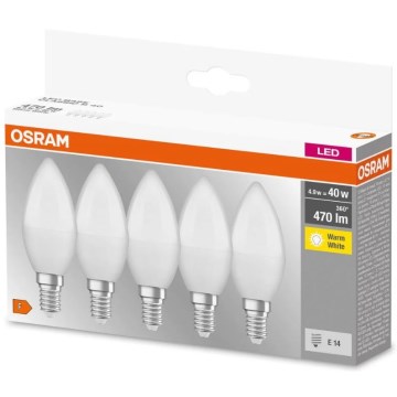 KIT 5x LED glödlampa BASE B40 E14/4,9W/230V 2700K - Osram