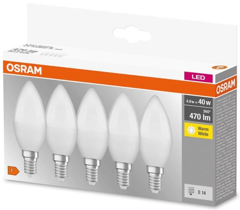 KIT 5x LED glödlampa BASE B40 E14/4,9W/230V 2700K - Osram