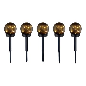 KIT 5x LED solcellslampa 5xLED/0,12W/1,2V 3000K IP44 svart