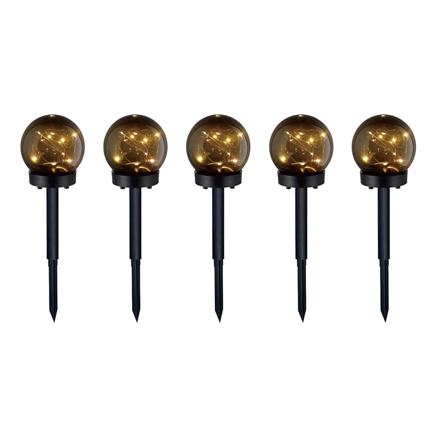 KIT 5x LED solcellslampa 5xLED/0,12W/1,2V 3000K IP44 svart