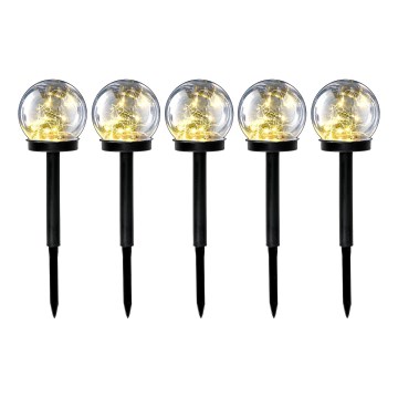 KIT 5x LED solcellslampa LED/0,12W/1,2V 3000K IP44 svart/genomskinlig