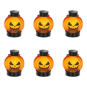 KIT 6x LED Dekoration HALLOWEEN LED/1xCR2032/varm vit pumpor