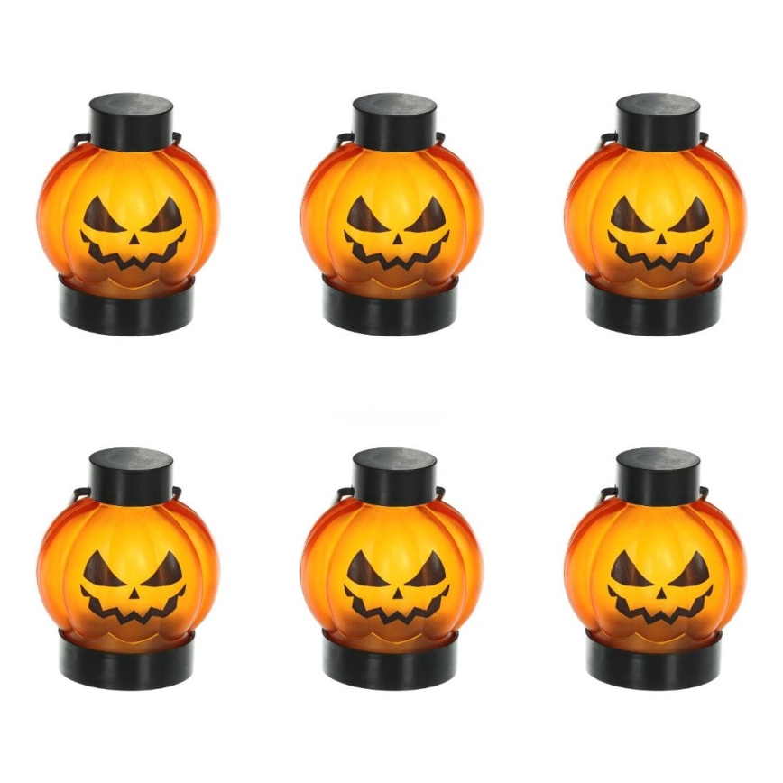 KIT 6x LED Dekoration HALLOWEEN LED/1xCR2032/varm vit pumpor
