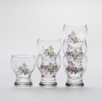 Kit 6x likörglas genomskinlig - blomma pattern nr. 3