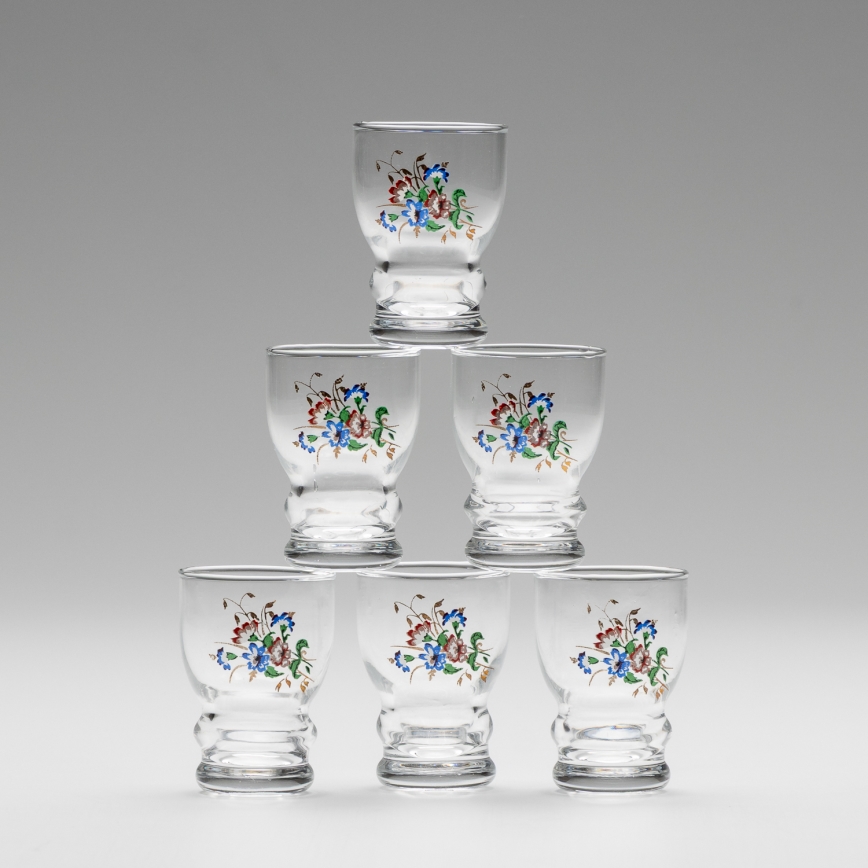 Kit 6x likörglas genomskinlig - blommönster nr. 5