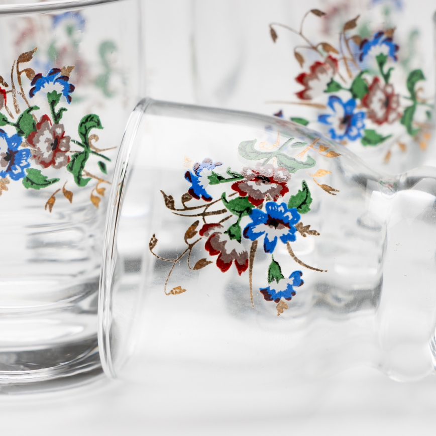 Kit 6x likörglas genomskinlig - blommönster nr. 5