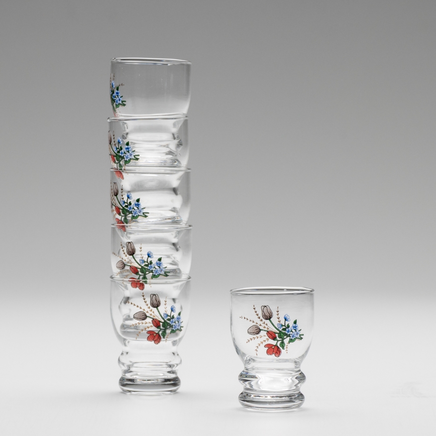 Kit 6x likörglas genomskinlig - blommönster nr. 6