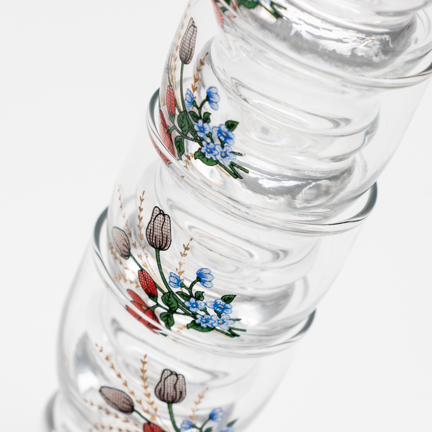 Kit 6x likörglas genomskinlig - blommönster nr. 6