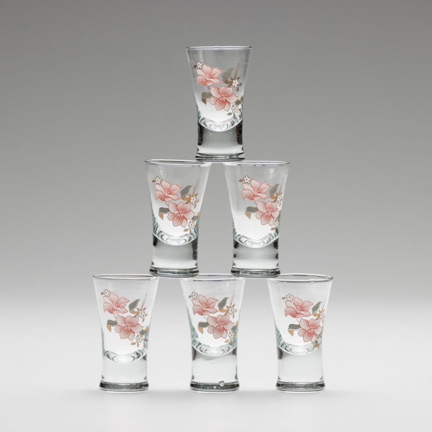 Kit 6x likörglas med bukettmotiv nr. 2