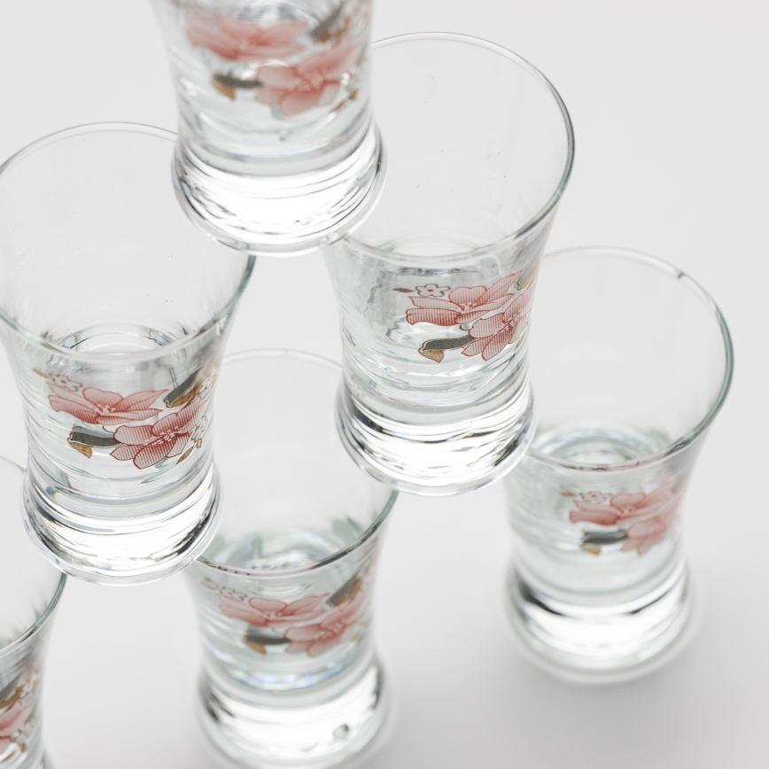 Kit 6x likörglas med bukettmotiv nr. 2