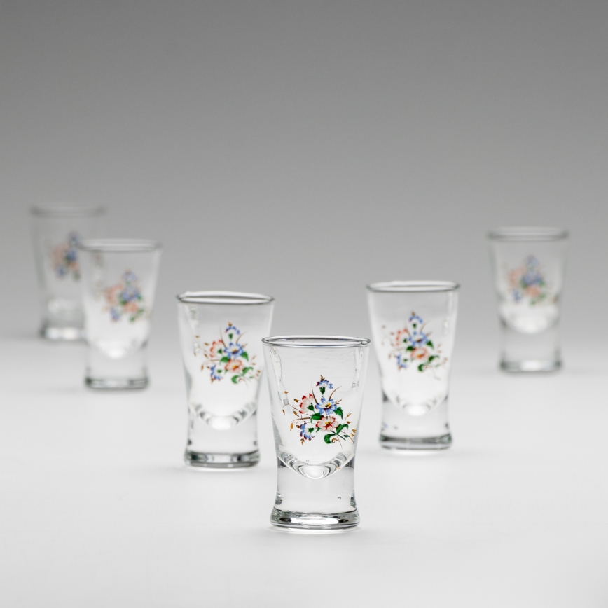 Kit 6x likörglas med bukettmotiv nr. 3