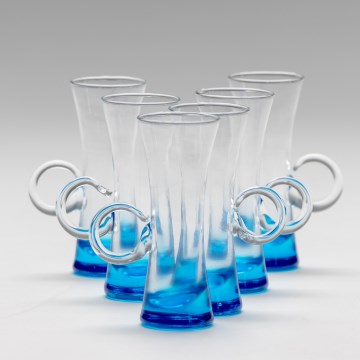 Kit 6x likörglas med handtag blå