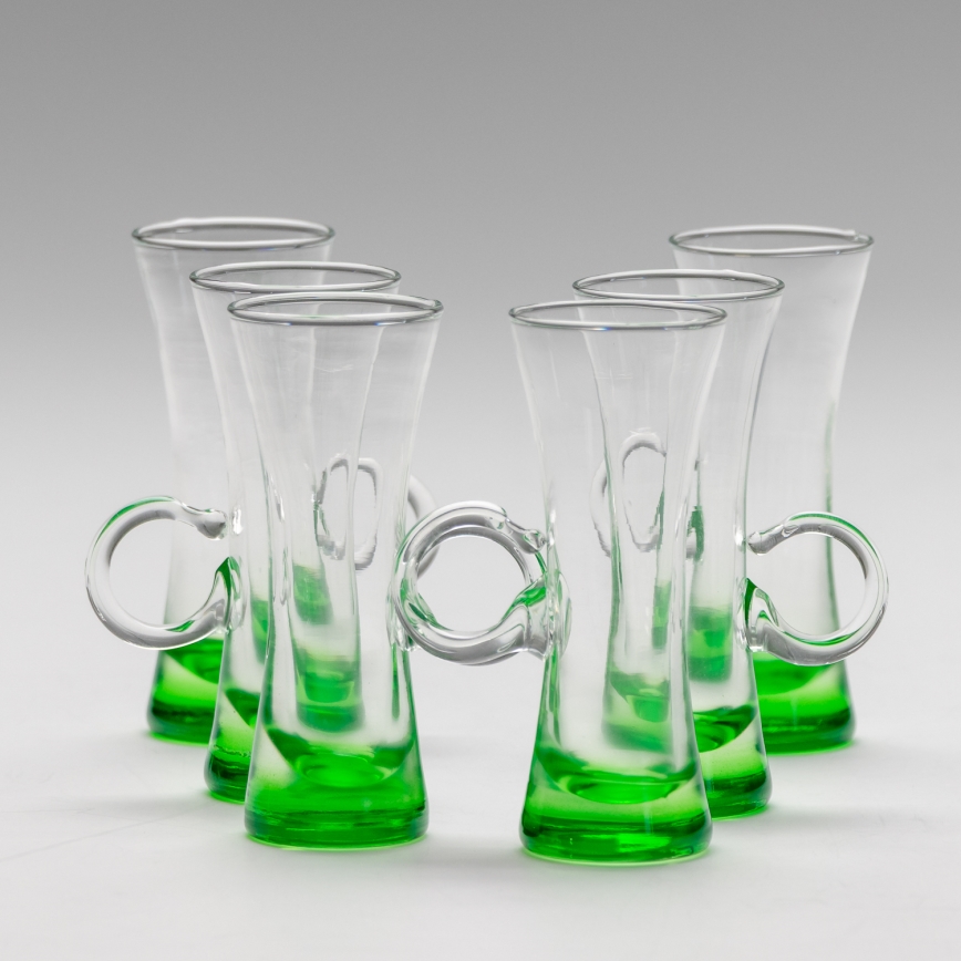 Kit 6x likörglas med handtag grön