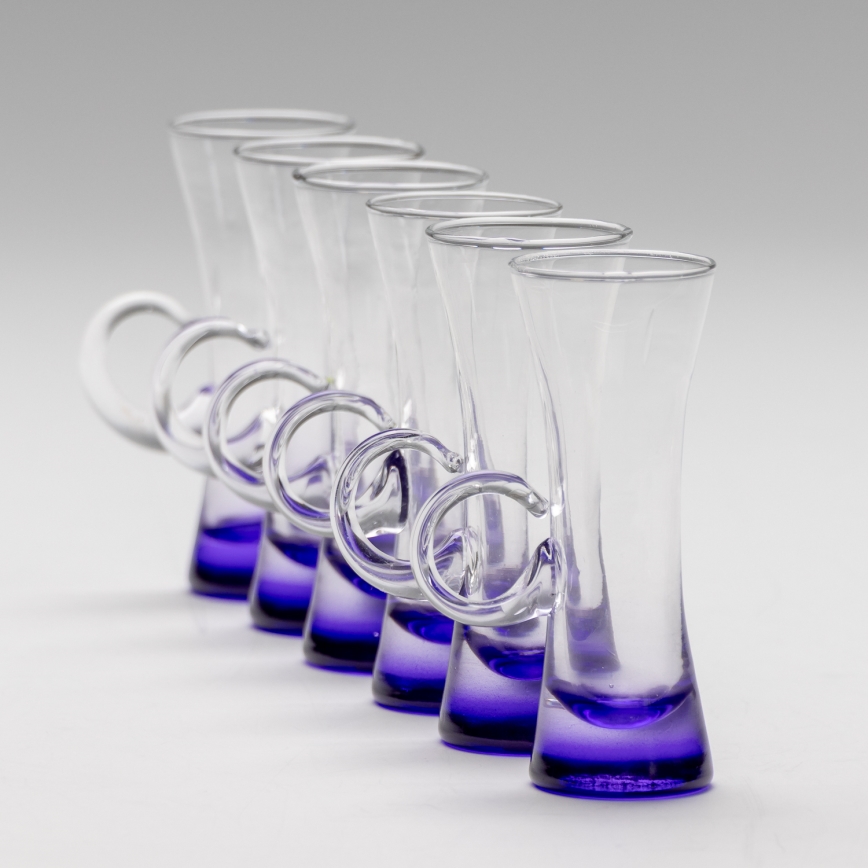 Kit 6x likörglas med handtag lila