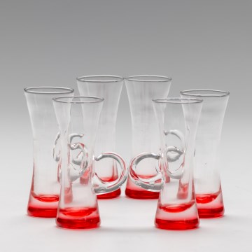 Kit 6x likörglas med handtag röd