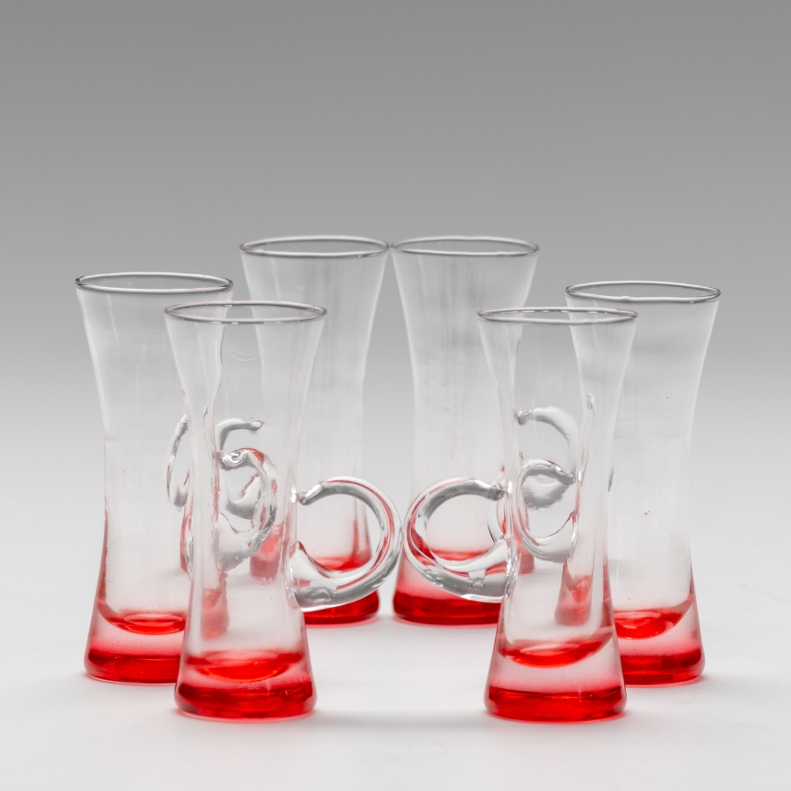 Kit 6x likörglas med handtag röd
