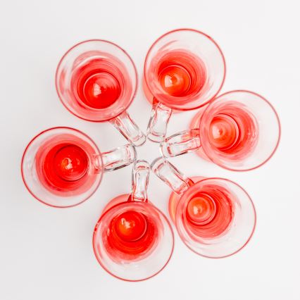 Kit 6x likörglas med handtag röd