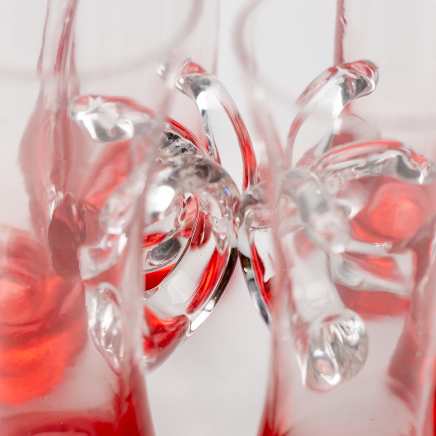Kit 6x likörglas med handtag röd