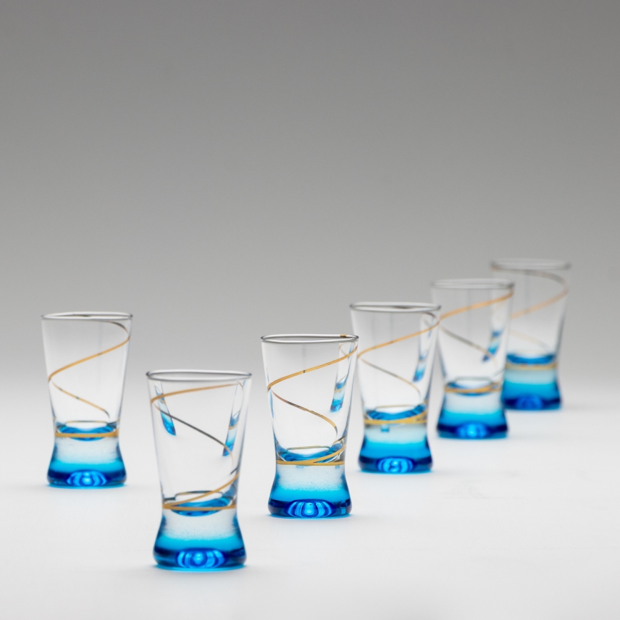 Kit 6x snappsglas 25 mm genomskinlig blå