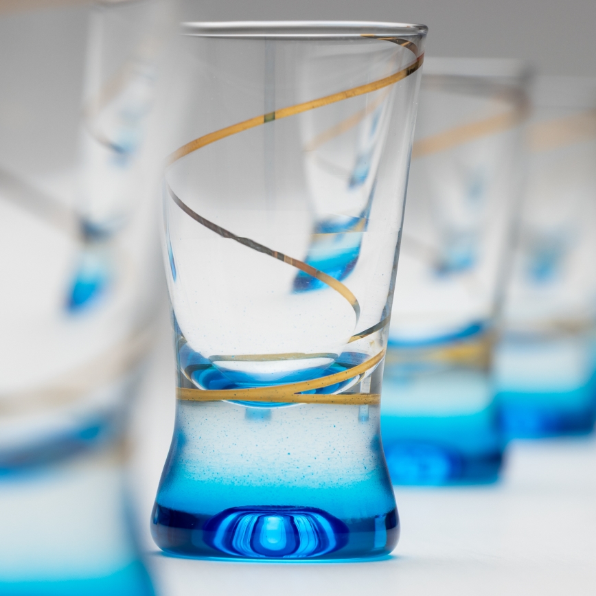 Kit 6x snappsglas 25 mm genomskinlig blå