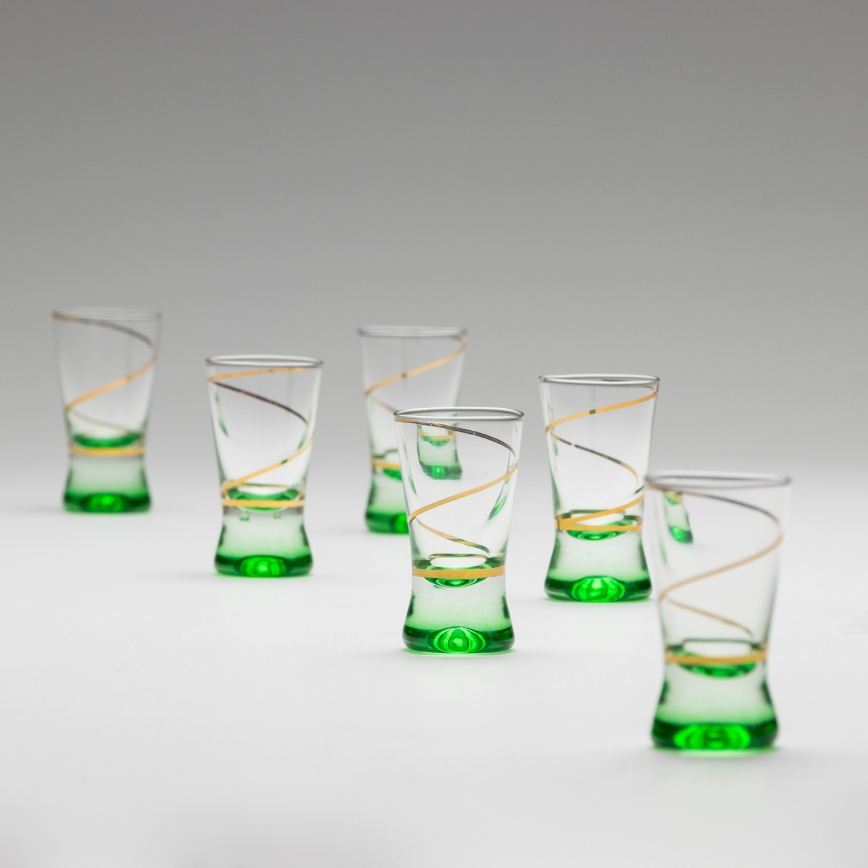 Kit 6x snappsglas 25 mm genomskinlig grön