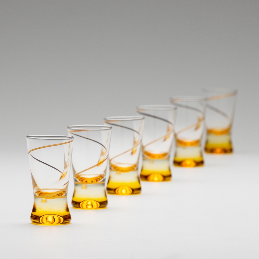 Kit 6x snappsglas 25 mm genomskinlig gul