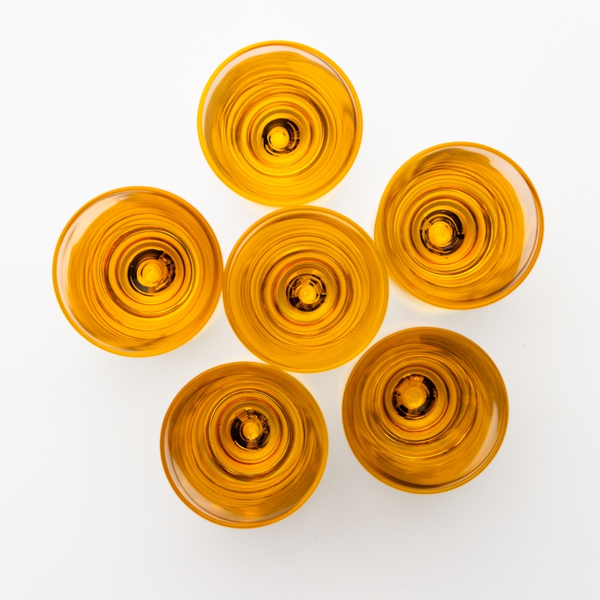Kit 6x snappsglas 25 mm genomskinlig gul