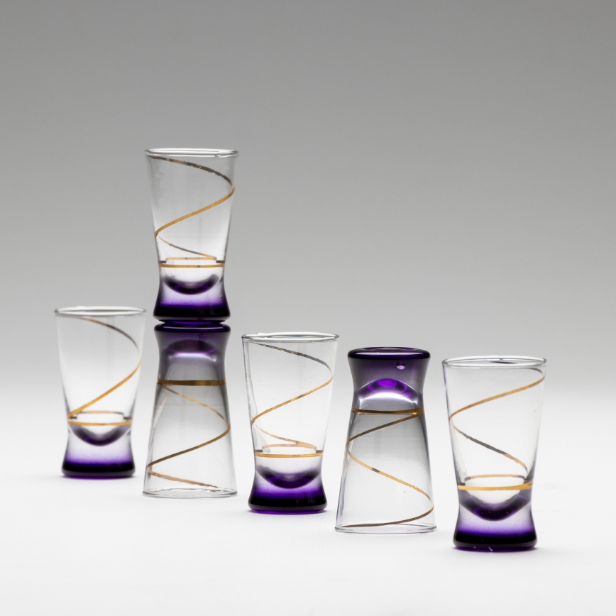 Kit 6x snappsglas 25 mm genomskinlig lila