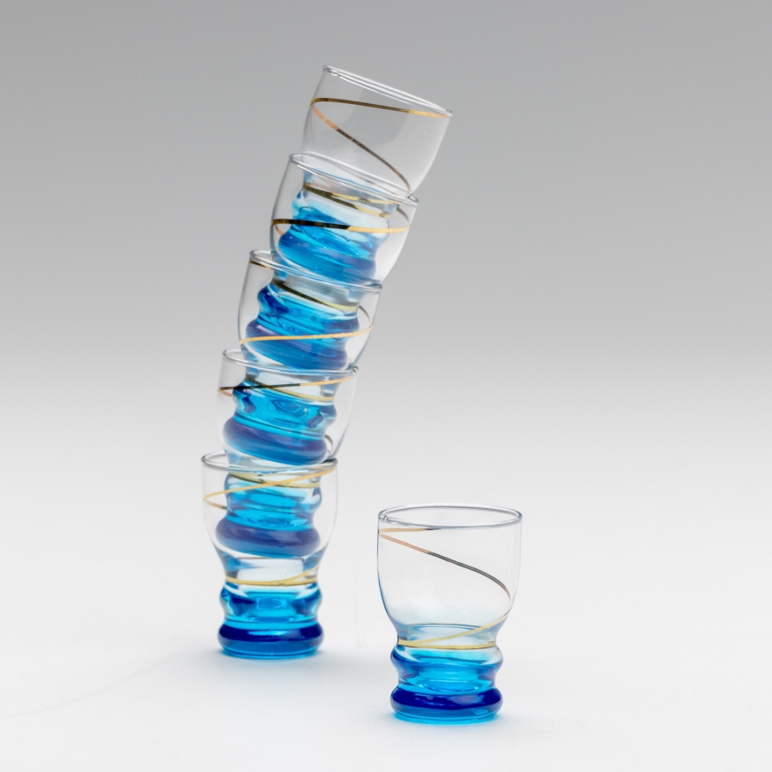 Kit 6x snappsglas genomskinlig blå