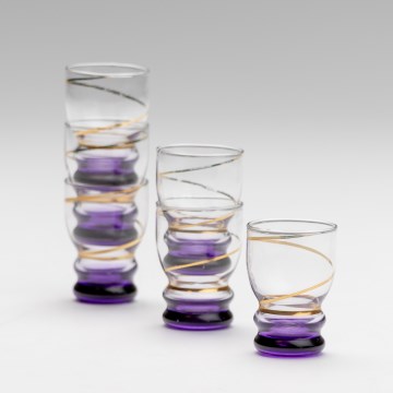 Kit 6x snappsglas genomskinlig lila