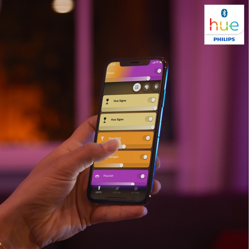 KIT - LED RGBW dimbar remsa Philips Hue WHITE AND COLOR AMBIANCE 2m LED/20W/230V + 2x LED Ljusreglerad glödlampa Philips A60 E27/9W/230V 2000-6500K