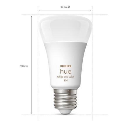 KIT - LED RGBW dimbar remsa Philips Hue WHITE AND COLOR AMBIANCE 2m LED/20W/230V + 2x LED Ljusreglerad glödlampa Philips A60 E27/9W/230V 2000-6500K