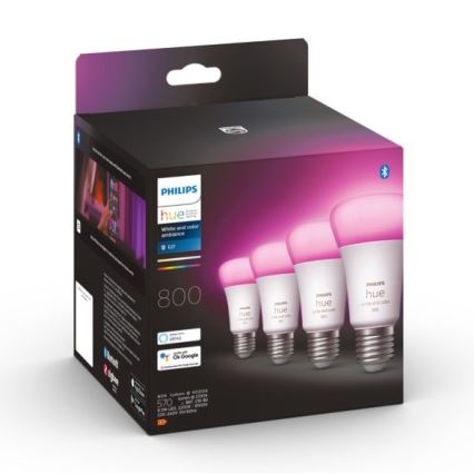 KIT - LED RGBW dimbar remsa Philips Hue WHITE AND COLOR AMBIANCE 2m LED/20W/230V + 4x Ljusreglerad glödlampa Philips A60 E27/6,5W/230V 2000-6500K