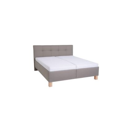 Klädd säng MARIA 180x200 cm med madrass och förvaring, taupe