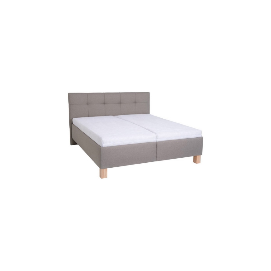 Klädd säng MARIA 180x200 cm med madrass och förvaring, taupe