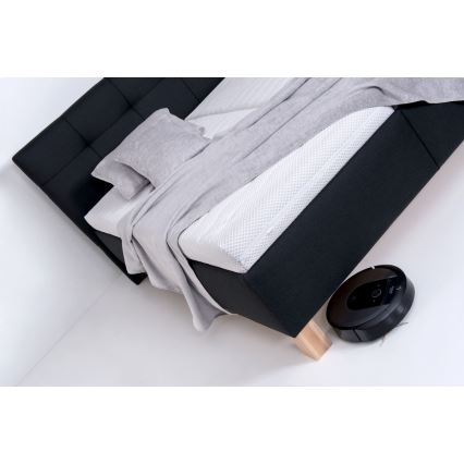 Klädd säng med madrass och förvaring MARIA 160x200 cm antracit