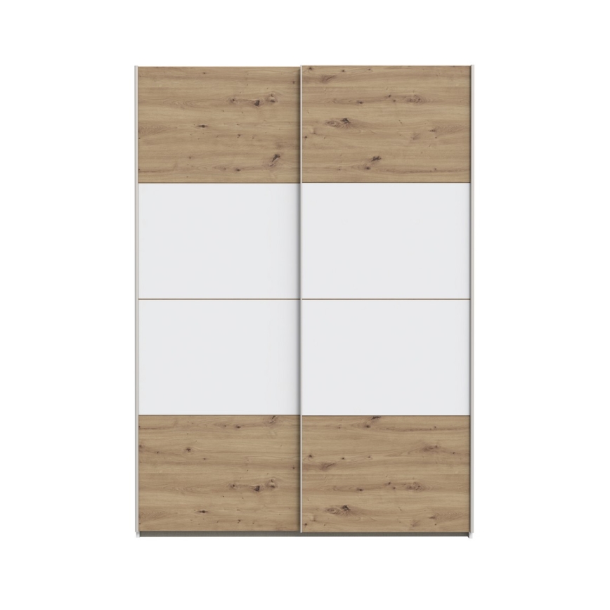Klädskåp KARO 150x210 cm vit/ek artisan