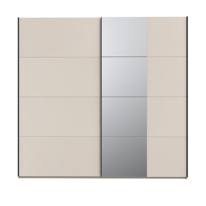 Klädskåp med spegel ODEN 220x210 cm beige